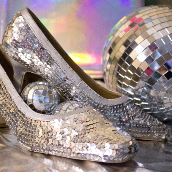 Silver Sequin Shoes HP  - Great Condition - Picture 3 of 7